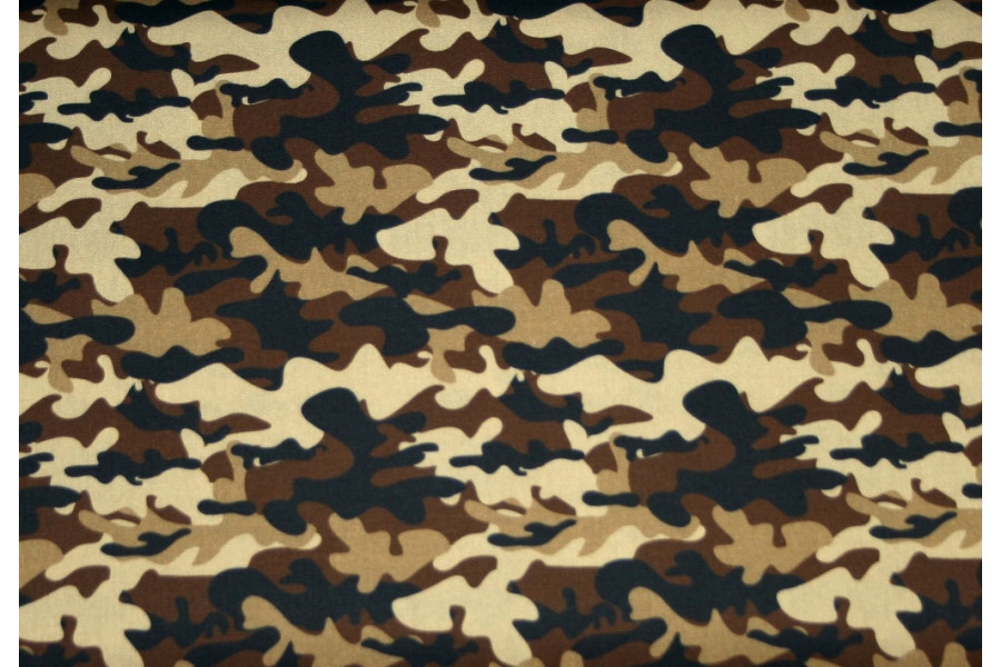 10cm Baumwolldruck (feiner Popelin) Camouflage braun  (Grundpreis € 12,00/m)